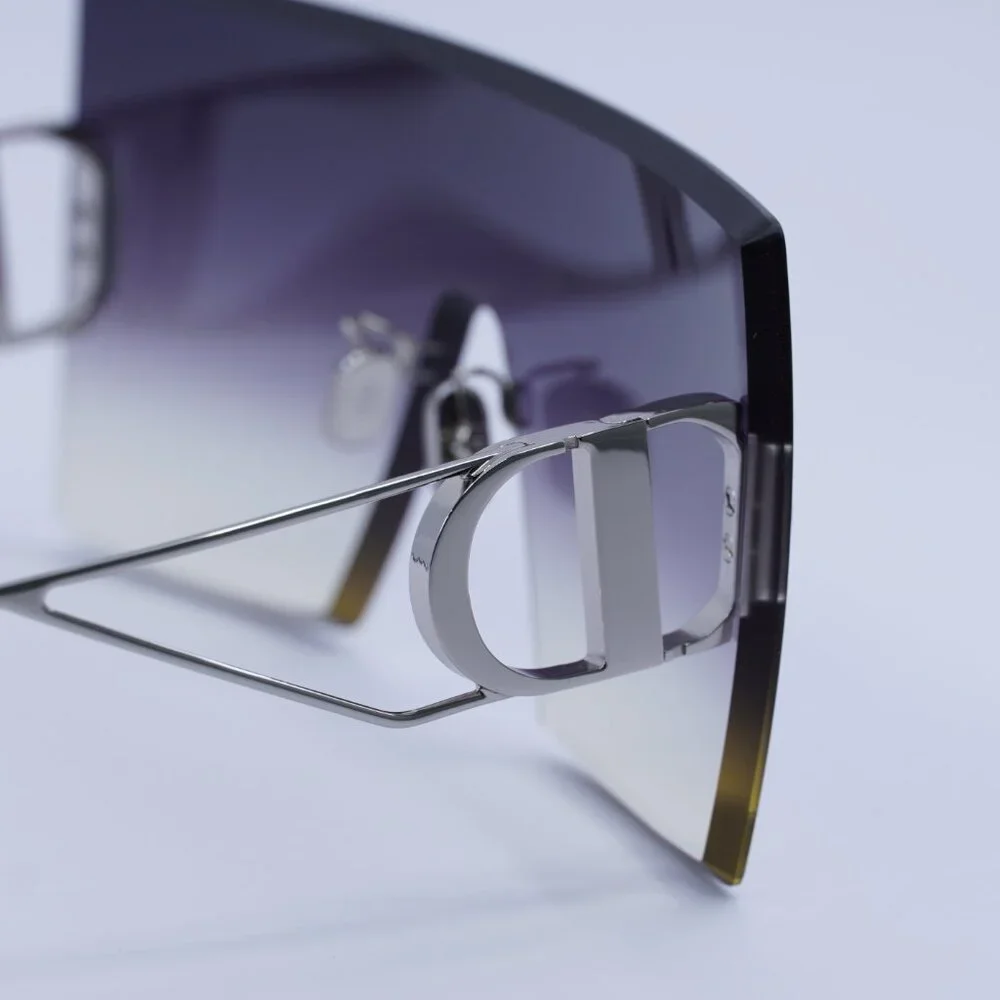 Dior 30MONTAIGNE M1U F0A6 Rimless Sunglasses Silver Shield Frame, Grey Lenses - Picture 5 of 11